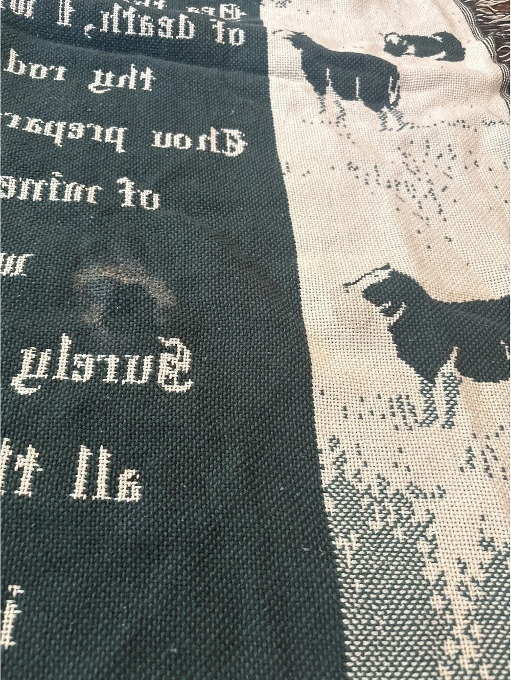 Vtg Goodwin Weavers Psalm 23 Woven Wall Hanging Tapestry Shepherd Sheep Design